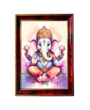 Little Ganesha Photo Frame For Wall & Table | 7x9 Inch Golden Cherry Finish | Decorative Little Ganesha Photo Frame For Home, Office & Pooja Room (F11617)