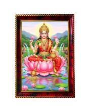 Lakshmi Devi Photo Frame For Wall & Table | 7x9 Inch Golden Cherry Finish | Decorative Lakshmi Devi Photo Frame For Home, Office & Pooja Room (F11717)