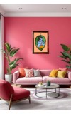 Little Cute Krishna On Leaf Photo Frame For Wall & Table | 7x9 Inch Golden Cherry Finish | Decorative Little Cute Krishna On Leaf Photo Frame For Home, Office & Pooja Room (F11357)