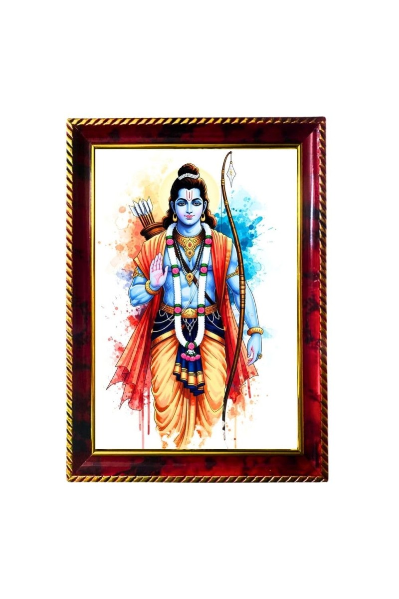 God Rama Photo Frame For Wall & Table | 7x9 Inch Golden Cherry Finish | Decorative God Rama Photo Frame For Home, Office & Pooja Room (F11673)