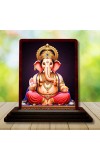 Lord Ganesha Wooden Photo Stand | Car Desk/Table Top- 3x4 Inches, Compact & Stylish Spiritual Display For Car, Home & Office (Pack Of 1) (F14537)