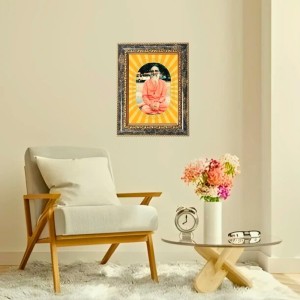 Swami Chinmayananda Spiritual Guru Digital Photo In Designer Frame, Size 8x12 Inch | Hindu Religious Picture For Home Temple, Office & Gift | Wall Art & Pooja Decor (F10432)