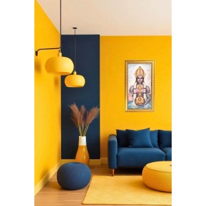 Lord Dhanvantari Digital Golden Color Photo Frame | Hindu Religious Wall Decor | 8x15 Inches - Inspirational Wall Art For Office, Home Decor - Ideal Spiritual Gift (F10193)