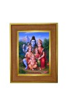 Lord Shiva Family Photo Frame 10x14 Inches-Brown Wooden Frame For Home, Office & Temple Decoration And Gifting (F6243)