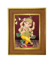 Lord Ganesha Photo Frame 10x14 Inches-Brown Wooden Frame For Home, Office & Temple Decoration And Gifting (F6285)