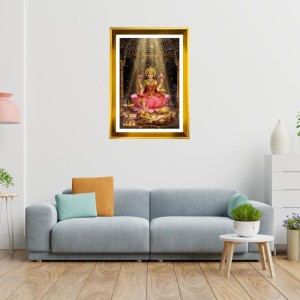 Mata Lakhsmi Golden Photo Frame - 10x14 Inches | Elegant Wooden Frame For Home, Office & Temple Decoration | Spiritual Wall & Table Decor And Gift Item (F9559)