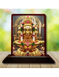 Car Desk/Table Top Lord Shiva Wooden Photo Stand 3x4 Inches, Compact & Stylish Spiritual Display For Car, Home & Office (Pack Of 1) (F15158)