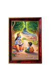 Lord Krishna As A Teacher Photo Frame For Wall & Table | 7x9 Inch Golden Cherry Finish | Decorative Lord Krishna As A Teacher Photo Frame For Home, Office & Pooja Room (F11389)