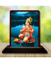 Car Desk/Table Top Lord Hanuman Wooden Photo Stand 3x4 Inches, Compact & Stylish Spiritual Display For Car, Home & Office (Pack Of 1) (F14646)