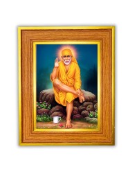 Shirdi Sai Baba Photo Frame 10x14 Inches-Brown Wooden Frame For Home, Office & Temple Decoration And Gifting (F6465)