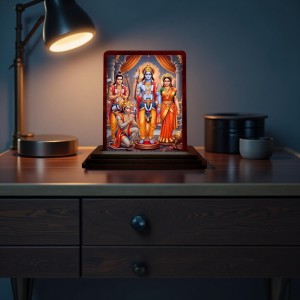 Car Desk/Table Top Rama Darbar Wooden Photo Stand 3x4 Inches, Compact & Stylish Spiritual Display For Car, Home & Office (Pack Of 1) (F14243) Car Desk/Table Top Rama Darbar Wooden Photo Stand 3x4 Inches, Compact & Stylish Spiritual Display For Car, Home & Office (Pack Of 1) (F14243)