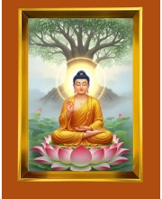 Golden Photo Frame - 10x14 Inches | Elegant Wooden Frame For Home, Office & Temple Decoration | Spiritual Wall & Table Decor and Gift Item