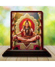 Car Desk/Table Top Lord Shankar Wooden Photo Stand â€“ 3x4 Inches, Compact & Stylish Spiritual Display For Car, Home & Office (Pack Of 1) (F15065)