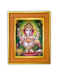 Lord Ganeshaa Photo Frame 16x20 Inches-Brown Wooden Frame For Home, Office & Temple Decoration And Gifting (F6489)