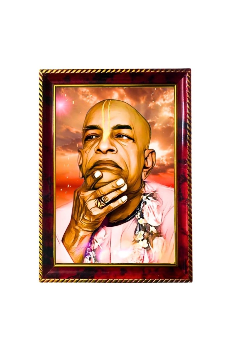 Swami Srila Prabhupada Ji Photo Frame For Wall & Table | 7x9 Inch Golden Cherry Finish | Decorative Swami Srila Prabhupada Ji Photo Frame For Home, Office & Pooja Room (F11520)
