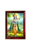 God Sri Krishna Photo Frame For Wall & Table | 7x9 Inch Golden Cherry Finish | Decorative God Sri Krishna Photo Frame For Home, Office & Pooja Room (F11399)