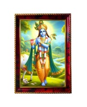 God Sri Krishna Photo Frame For Wall & Table | 7x9 Inch Golden Cherry Finish | Decorative God Sri Krishna Photo Frame For Home, Office & Pooja Room (F11399)