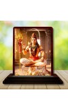 Car Desk/Table Top Lord Shiva Wooden Photo Stand 3x4 Inches, Compact & Stylish Spiritual Display For Car, Home & Office (Pack Of 1) (F14574)
