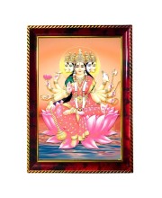 Goddess Gayatri Mata Photo Frame For Wall & Table | 7x9 Inch Golden Cherry Finish | Decorative Goddess Gayatri Mata Photo Frame For Home, Office & Pooja Room (F11352)