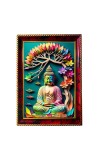 Eye Catching Buddha Photo Frame For Wall & Table | 7x9 Inch Golden Cherry Finish | Decorative Eye Catching Buddha Photo Frame For Home, Office & Pooja Room (F11418)