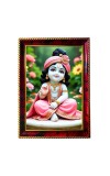 Little Cute Krishna Photo Frame For Wall & Table | 7x9 Inch Golden Cherry Finish | Decorative Little Cute Krishna Photo Frame For Home, Office & Pooja Room (F11647)