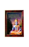 Lord Krishna With Quote Photo Frame For Wall & Table | 7x9 Inch Golden Cherry Finish | Decorative Lord Krishna With Quote Photo Frame For Home, Office & Pooja Room (F11391)