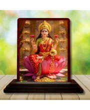 Car Desk/Table Top Goddess Lakshmi Wooden Photo Stand 3x4 Inches, Compact & Stylish Spiritual Display For Car, Home & Office (Pack Of 1) (F14152)