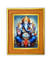 Lord Ganesha Photo Frame 10x14 Inches-Brown Wooden Frame For Home, Office & Temple Decoration And Gifting (F6464)
