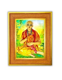 Lord Sri Chaitanyaa Mahaprabhu Photo Frame 14x18 Inches-Brown Wooden Frame For Home, Office & Temple Decoration And Gifting (F6459)