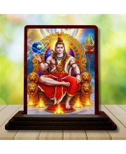 Car Desk/Table Top Lord Shankar Wooden Photo Stand â€“ 3x4 Inches, Compact & Stylish Spiritual Display For Car, Home & Office (Pack Of 1) (F15064)