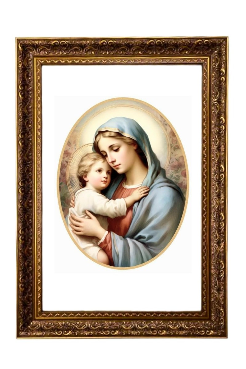 Virgin Mary And Baby Jesus Big Photo Frame - 20x28 Inches For Home,Temple & Office Decoration (F11296)