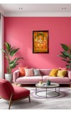 Lord Rama Sita Laxman Hanuman Photo Frame For Wall & Table | 7x9 Inch Golden Cherry Finish | Decorative Lord Rama Sita Laxman Hanuman Photo Frame For Home, Office & Pooja Room (F11640)