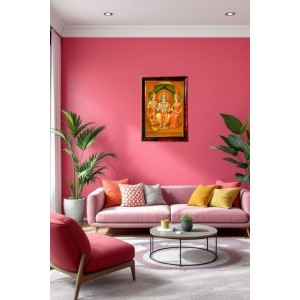 Lord Rama Sita Laxman Hanuman Photo Frame For Wall & Table | 7x9 Inch Golden Cherry Finish | Decorative Lord Rama Sita Laxman Hanuman Photo Frame For Home, Office & Pooja Room (F11640)