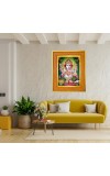 Lord Ganesha Photo Frame 10x14 Inches-Brown Wooden Frame For Home, Office & Temple Decoration And Gifting (F6489)