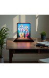 Car Desk/Table Top Lord Vishnu Lakshmi Wooden Photo Stand 3x4 Inches, Compact & Stylish Spiritual Display For Car, Home & Office (Pack Of 1) (F14559)