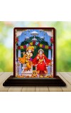 Car Desk/Table Top Lord Radha Krishn Wooden Photo Stand â€“ 3x4 Inches, Compact & Stylish Spiritual Display For Car, Home & Office (Pack Of 1) (F15097)