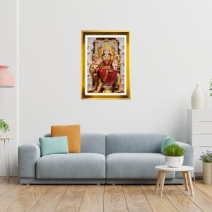Durga Mata Ji Golden Photo Frame - 14x18 Inches | Elegant Wooden Frame For Home, Office & Temple Decoration | Spiritual Wall & Table Decor And Gift Item (F9703)