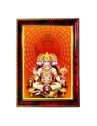 Lord Hanuman Photo Frame For Wall & Table | 7x9 Inch Golden Cherry Finish | Decorative Lord Hanuman Photo Frame For Home, Office & Pooja Room (F11694)
