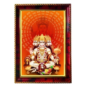 Lord Hanuman Photo Frame For Wall & Table | 7x9 Inch Golden Cherry Finish | Decorative Lord Hanuman Photo Frame For Home, Office & Pooja Room (F11694)
