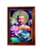 Calm Buddha Photo Frame For Wall & Table | 7x9 Inch Golden Cherry Finish | Decorative Calm Buddha Photo Frame For Home, Office & Pooja Room (F11588)