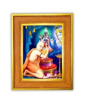 Chaitanyaa Mahaprabhu Photo Frame 10x14 Inches-Brown Wooden Frame For Home, Office & Temple Decoration And Gifting (F6474)