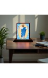 Car Desk/Table Top Lord Jesus Wooden Photo Stand 3x4 Inches, Compact & Stylish Spiritual Display For Car, Home & Office (Pack Of 1) (F14442)