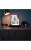 Car Desk/Table Top Sri Sri Thakur Anukulchandra Wooden Photo Stand 3x4 Inches, Compact & Stylish Spiritual Display For Car, Home & Office (Pack Of 1) (F14643)