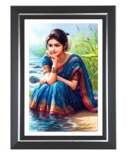 Woman In A Saree Photo Wall & Table Frame | 10x14 Inch Black Designer | Perfect For Gifting & Home Decor (F9659)