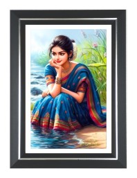 Woman In A Saree Photo Wall & Table Frame | 14x18 Inch Black Designer | Perfect For Gifting & Home Decor (F9659)