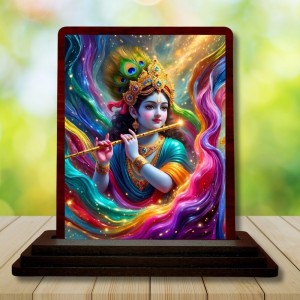 Car Desk/Table Top Lord Krishna Wooden Photo Stand 3x4 Inches, Compact & Stylish Spiritual Display For Car, Home & Office (Pack Of 1) (F14245) Car Desk/Table Top Lord Krishna Wooden Photo Stand 3x4 Inches, Compact & Stylish Spiritual Display For Car, Home & Office (Pack Of 1) (F14245)