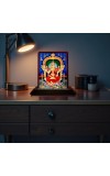 Car Desk/Table Top Goddess Kamakshi Amman Wooden Photo Stand 3x4 Inches, Compact & Stylish Spiritual Display For Car, Home & Office (Pack Of 1) (F14644)