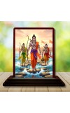 Car Desk/Table Top Lord Rama And Hanuman And Lakshman Wooden Photo Stand 3x4 Inches, Compact & Stylish Spiritual Display For Car, Home & Office (Pack Of 1) (F14306)
