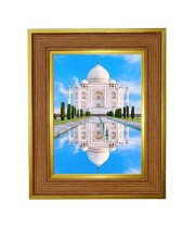 White-marble Mausoleum Photo Frame 10x14 Inches-Brown Wooden Frame For Home, Office & Temple Decoration And Gifting (F6348)