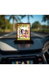 Car Desk/Table Top Little Radha Krishna Wooden Photo Stand 3x4 Inches, Compact & Stylish Spiritual Display For Car, Home & Office (Pack Of 1) (F14452)